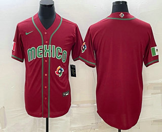 Men%27s Mexico Baseball Blank 2023 Red World Baseball With Patch Classic Stitched Jersey->2023 world baseball classic->MLB Jersey